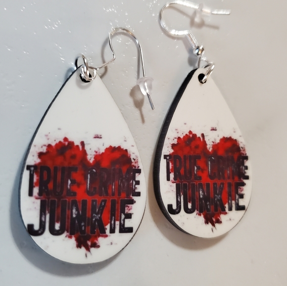 True Crime Junkie Teardrop Earrings - Picture 5 of 6